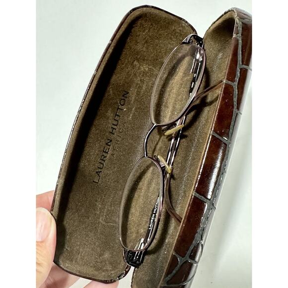 Lauren Hutton L125 Violet Eyeglasses Frames + Brown Hard Shell Case 51[]18-135MM main image 13